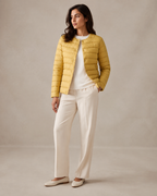 Women's Lightweight Down-Filled Quilted Jacket for Layering in Ginger Yellow, 01 main, worn by model