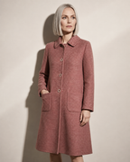 Women's Longline Lapel Coat for Everyday Layering in Red, 02 standing lifestyle, worn by model