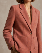 Women's Textured Single-Button Blazer for Smart Layering in Orange, 05 material macro, worn by model