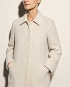 Women's Longline Lapel Coat for Everyday Layering in Off white, 05 material macro, worn by model
