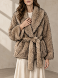 Warm editorial room · Soft sophisticated / old money Apricot bust to thigh