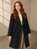 Warm editorial room · Soft sophisticated / old money Black adjusting