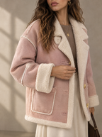 Warm editorial room · Soft sophisticated / old money Pink macro