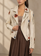 Warm editorial room · Soft sophisticated / old money Beige bust to thigh