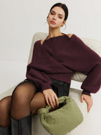Women's 2 in 1 Bat Sleeve Halter Knit Top