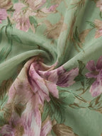 Women's Green Floral Chiffon Halter Maxi Dress