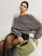 Women's 2 in 1 Bat Sleeve Halter Knit Top