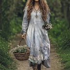 Women's Vintage Western V-Neck Maxi Dress