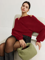 Women's 2 in 1 Bat Sleeve Halter Knit Top