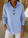 Women's V-Neck Polo Jumper with Long Sleeves