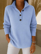 Women's V-Neck Polo Jumper with Long Sleeves