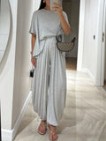 Women's Casual Top and Wide-Leg Pants Set