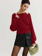 Women's 2 in 1 Bat Sleeve Halter Knit Top