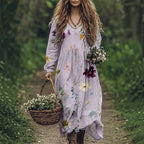 Women's Vintage Western V-Neck Maxi Dress