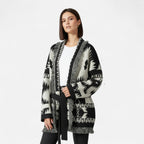 Women's Cardigan with Cashmere, Jacquard Details and Tassels