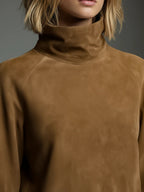 Women's Loose Suede Turtleneck Mini Dress