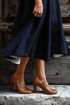 Women's Mary Jane Shoes with Block Heel and Instep Strap