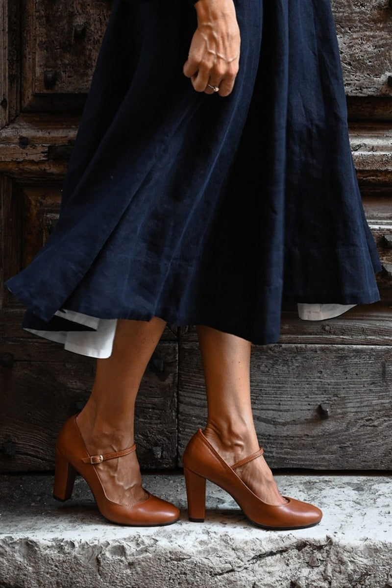 Women's Mary Jane Shoes with Block Heel and Instep Strap