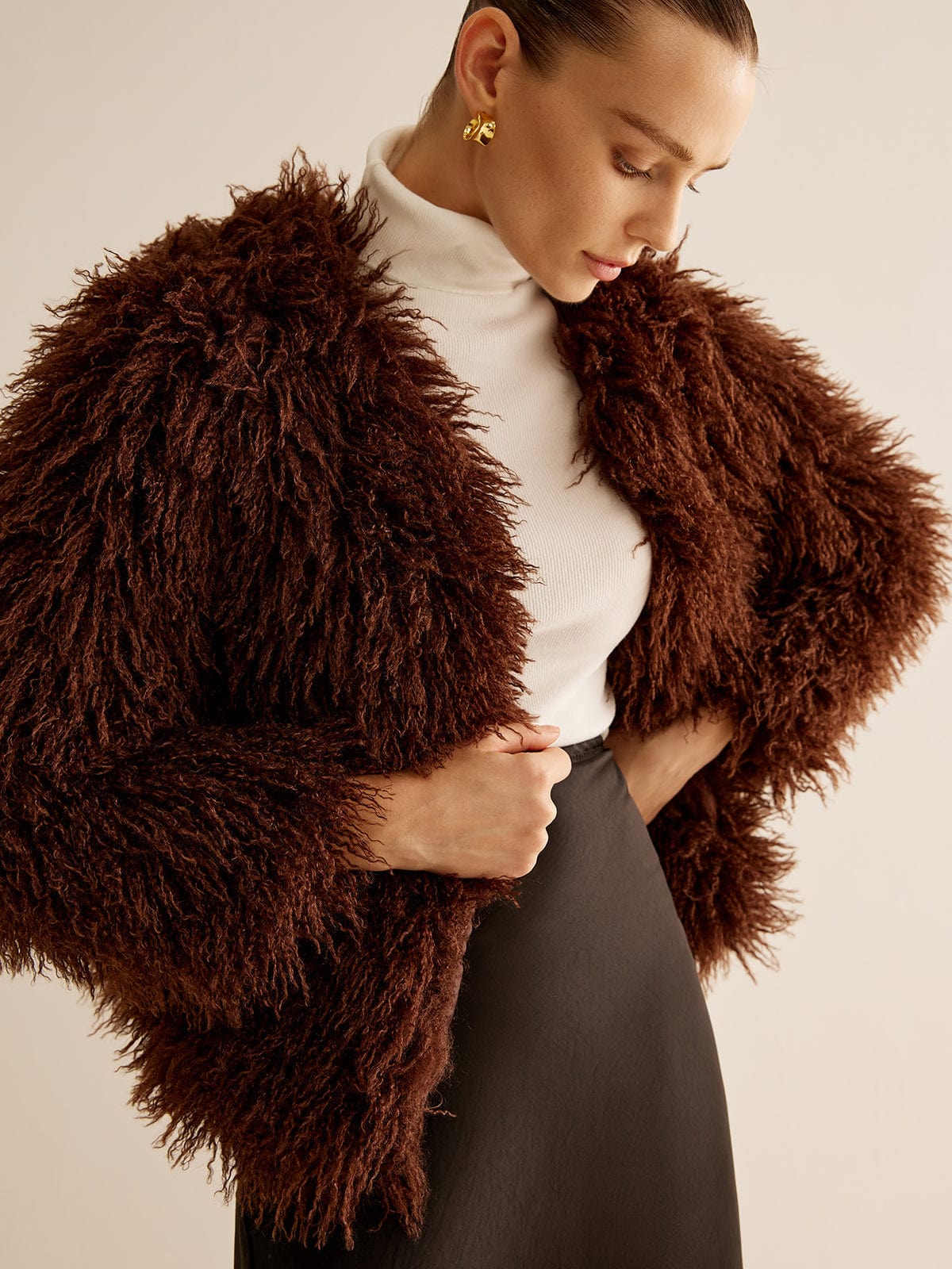 Women's Jacket in Shaggy Faux Fur with Relaxed Fit