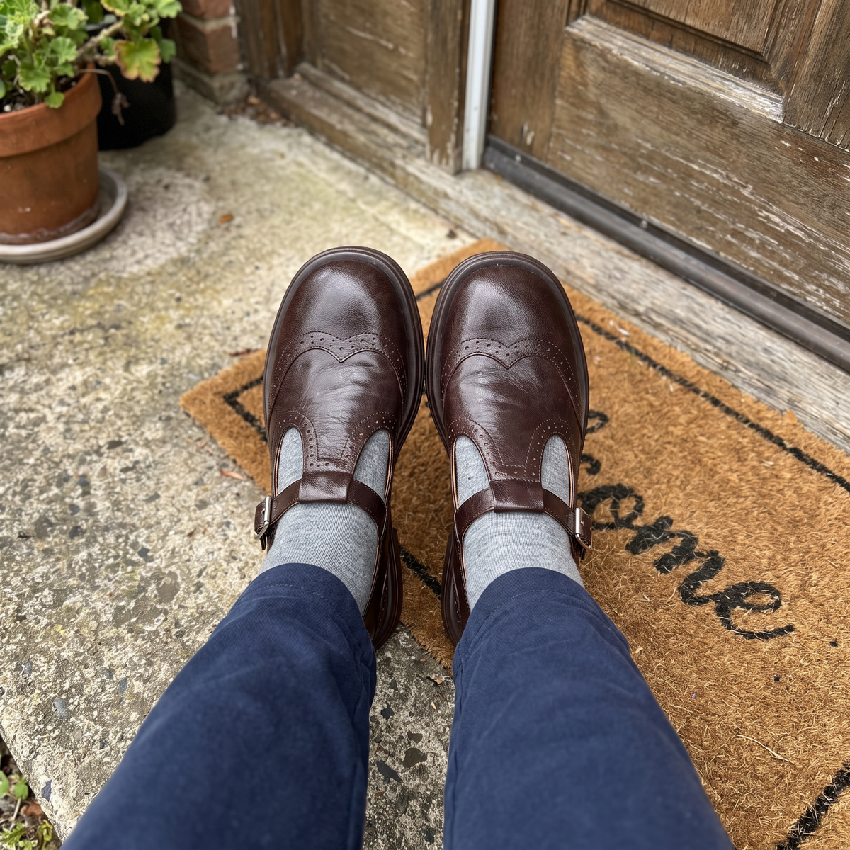 Women's Mary Jane Pumps with Brogue Detailing