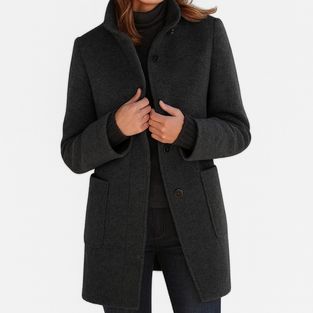 Women's High Collar Jacket with Side Pockets