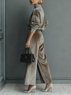 Women's Clothing Set with Turtleneck in Warm Velvet