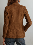 Women's Brown Suede Jacket with Contrast Stitching