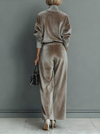 Women's Clothing Set with Turtleneck in Warm Velvet