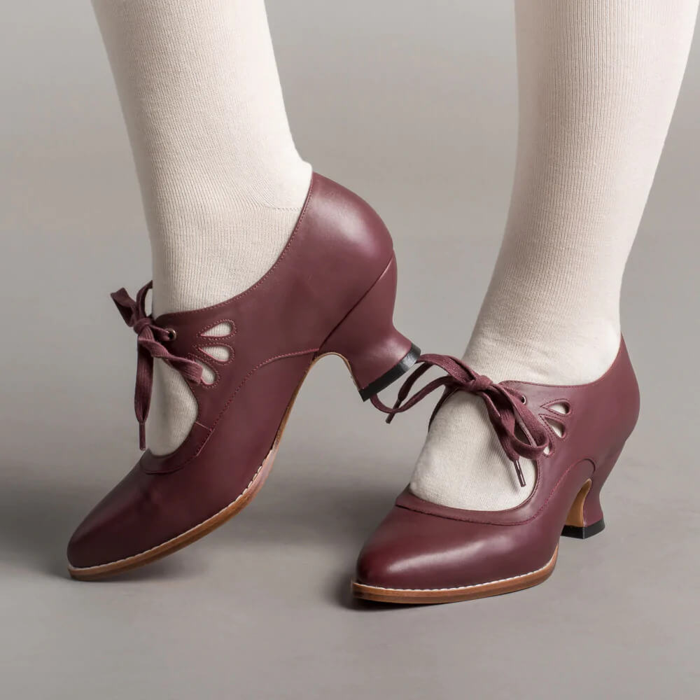 Women's Mary Jane Shoes with Lace-Up Detail and Low Block Heel