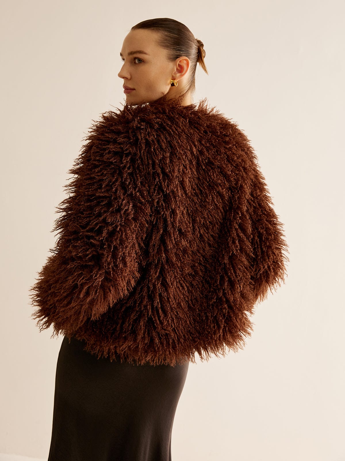 Women's Jacket in Shaggy Faux Fur with Relaxed Fit