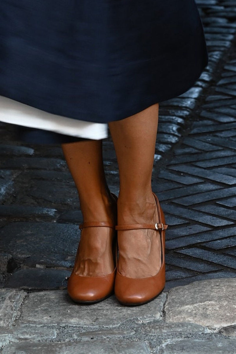 Women's Mary Jane Shoes with Block Heel and Instep Strap