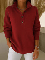 Women's V-Neck Polo Jumper with Long Sleeves
