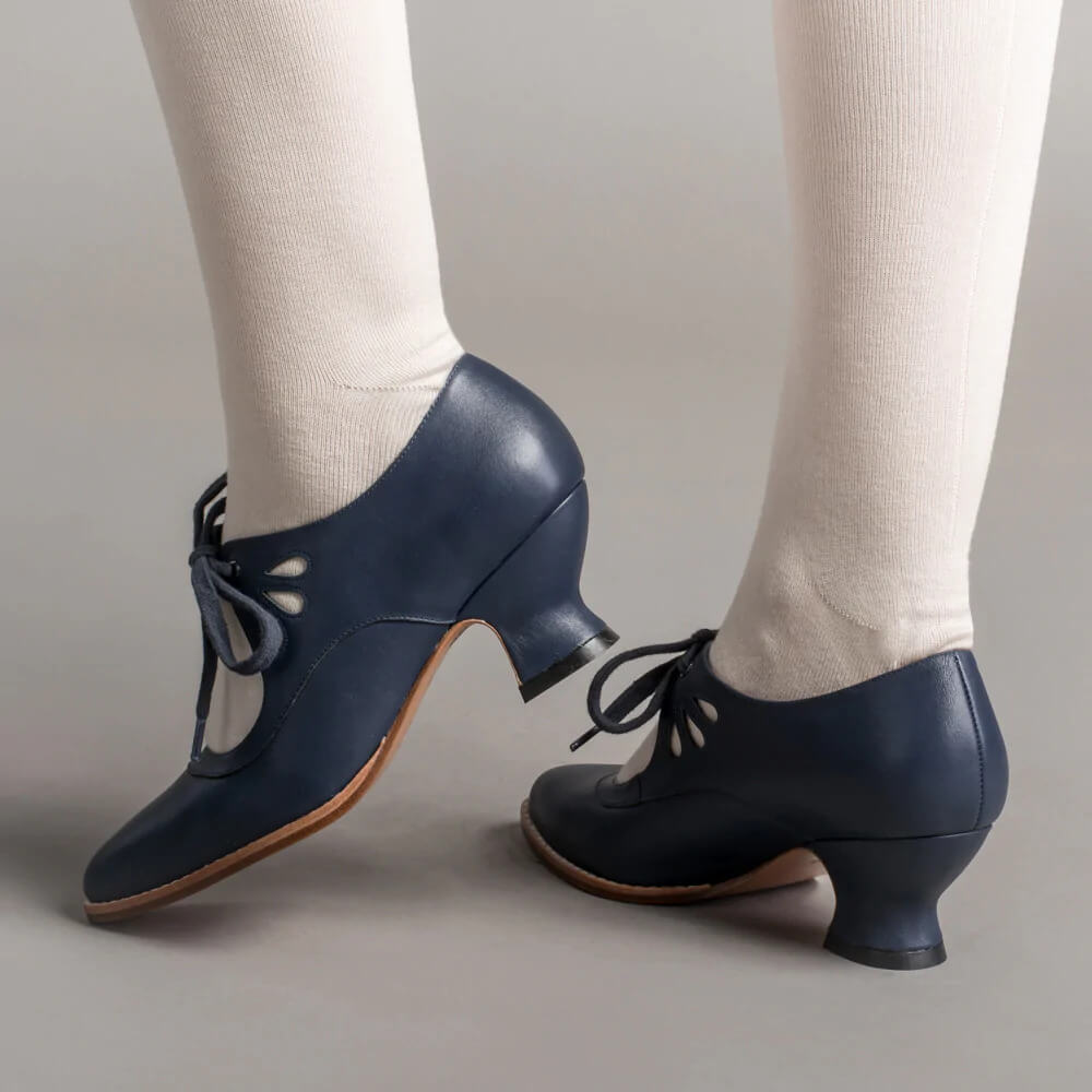 Women's Mary Jane Shoes with Lace-Up Detail and Low Block Heel