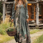 Women's Vintage Western V-Neck Maxi Dress
