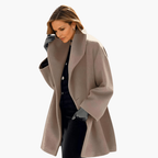 Women's Coat with Wide Collar and Concealed Closure