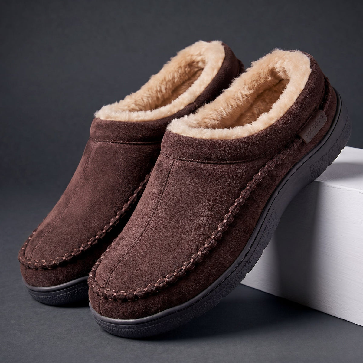 Unisex Slippers with Soft Microsuede and Faux Fur Lining