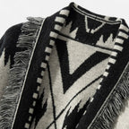 Women's Cardigan with Cashmere, Jacquard Details and Tassels