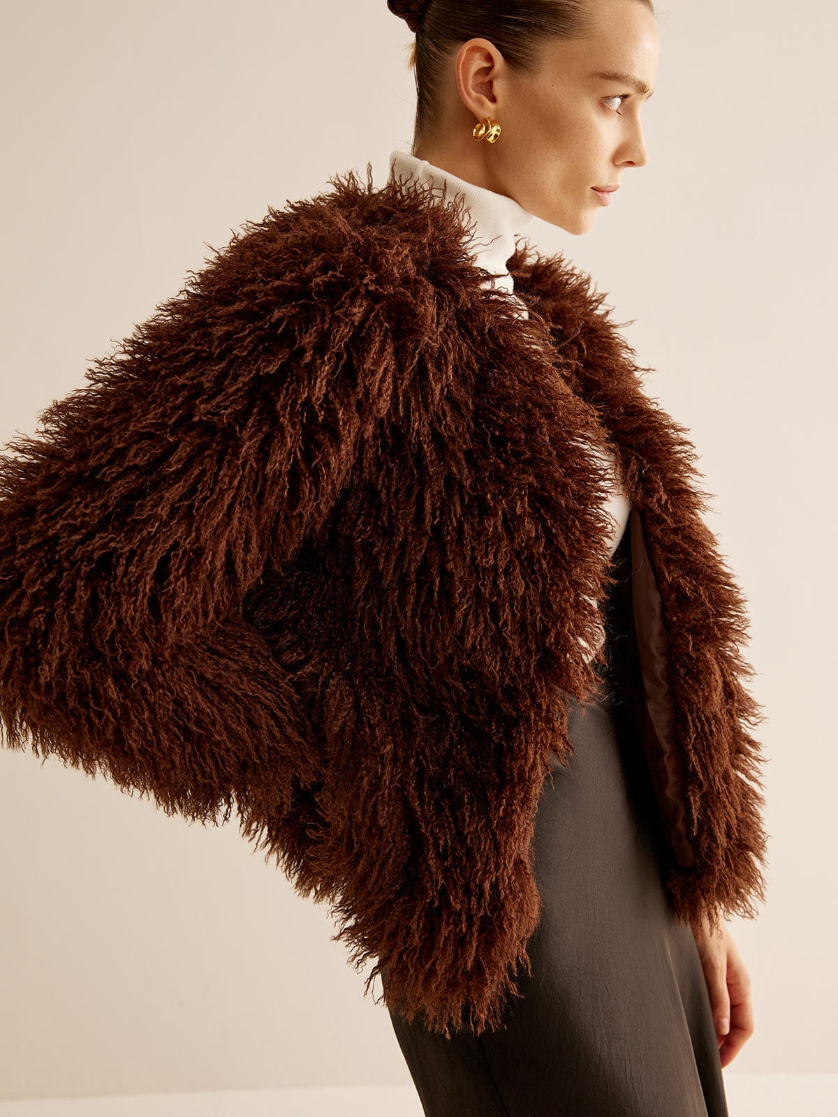 Women's Jacket in Shaggy Faux Fur with Relaxed Fit