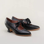 Women's Mary Jane Shoes with Lace-Up Detail and Low Block Heel