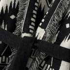 Women's Cardigan with Cashmere, Jacquard Details and Tassels