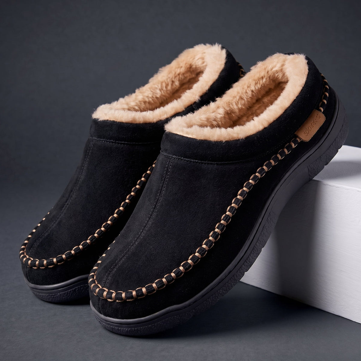 Unisex Slippers with Soft Microsuede and Faux Fur Lining