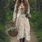 Women's Vintage Western V-Neck Maxi Dress