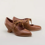 Women's Mary Jane Shoes with Lace-Up Detail and Low Block Heel