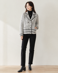 White cardigan — main model view