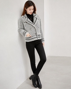 White cardigan — leaning model view